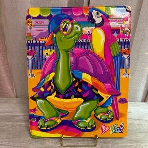 Vintage Lisa Frank Vibrant Turtle and Parrot